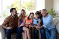 Caucasian family in the living room at home Royalty Free Stock Photo