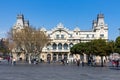 Front view of the central building of the Port of Barcelona