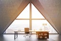 Front view of a CEO office with triangular window, toned Royalty Free Stock Photo