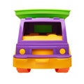 Front view children plastic toy dump truck vector illustration on a white isolated background Royalty Free Stock Photo