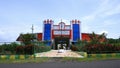 Front view of city bus stand building isolated in Gulbarga University campus Kalaburagi