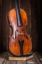 Front view of a classical old violin