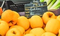 Wood basket, filled with golden apples Royalty Free Stock Photo