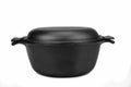 Front View On The Closed Cast Iron Pan Isolated