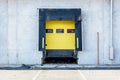 Front view of a closed truck loading bay at a warehouse