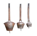 Metal rusted cowbells with leather collar