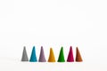 Front view of colorful and aromatic incense cones with different scents. Royalty Free Stock Photo