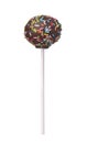 Front view of colorful sprinkles chocolate cake pop Royalty Free Stock Photo