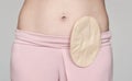 Colostomy pouch attached to patient - image