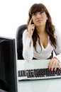 Front view of confused businesswoman in office Royalty Free Stock Photo