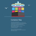 Front View of the Container Ship and Text Royalty Free Stock Photo