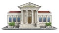 Front view on a courthouse classical building on a piece of ground Royalty Free Stock Photo