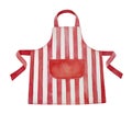 Red and white kitchen apron watercolour illustration.
