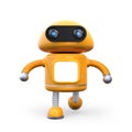 Front view of cute orange robot isolated on white background Royalty Free Stock Photo