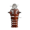 Front view of a 3d-rendered red retro toy robot against a white background. Royalty Free Stock Photo