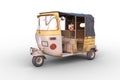 Front view 3D rendering of an Indian auto rickshaw isolated on white