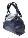 Front view of dark blue leather handbag isolated Royalty Free Stock Photo