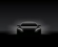 Front View Dark Concept Car Silhouette. Realistic Vector Illustration.