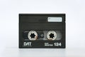 Front view of DAT Master 124 digital audio cassette tape isolated on white background Royalty Free Stock Photo