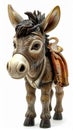 Front View Decorative Donkey Figurine with Saddle on White Background Royalty Free Stock Photo