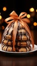 Front view delectable sweet cookies, elegantly tied with a dark ribbon bow Royalty Free Stock Photo