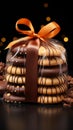 Front view delectable sweet cookies, elegantly tied with a dark ribbon bow Royalty Free Stock Photo