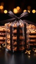 Front view delectable sweet cookies, elegantly tied with a dark ribbon bow Royalty Free Stock Photo