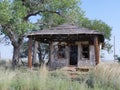 Dilapidated remains of a building at Glenrio ghost town, an old mining town in New Mexico