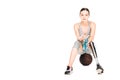 Front view of disabled sportswoman sitting Royalty Free Stock Photo