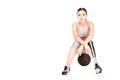 Front view of disabled sportswoman sitting Royalty Free Stock Photo