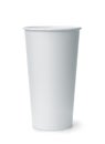 Front view of disposable white blank paper cup