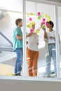 Business people discussing over sticky notes in the office Royalty Free Stock Photo