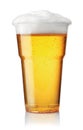 Front view of draught beer in plastic disposable cup