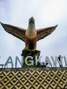 The front view of Eagle Statue at Dataran Lang. It is the symbol of Langkawi Island