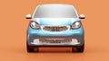 Front view of eco blue concept car on orange background Royalty Free Stock Photo