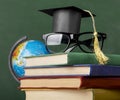 Front view educational objects assortment close up. High quality and resolution beautiful photo concept