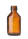 Front view of empty amber pharmacy glass bottle Royalty Free Stock Photo