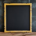 Front view of empty black chalkboard with wooden frame, copy space Royalty Free Stock Photo