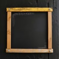Front view of empty black chalkboard with wooden frame, copy space Royalty Free Stock Photo