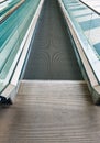 Empty mechanical escalator pedestrian path Royalty Free Stock Photo