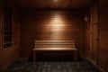 Front view of empty Finnish sauna room. Modern interior of wooden spa cabin with dry steam Royalty Free Stock Photo