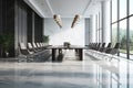 Front view of empty modern conference room with office table and chairs Royalty Free Stock Photo