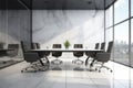Front view of empty modern conference room with office table and chairs Royalty Free Stock Photo