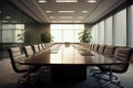 Front view of empty modern conference room with office table and chairs Royalty Free Stock Photo