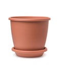 Front view of empty plastic brown flower pot Royalty Free Stock Photo