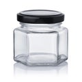 Front view of empty small glass jar Royalty Free Stock Photo