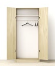 Front view of empty wardrobe