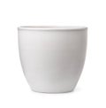 Front view of empty white ceramic flower pot