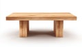 Front View Of An Empty Wooden Table On A White Background, Displayed In A Simple And Minimalistic Style. Classic And Clean Design. Royalty Free Stock Photo