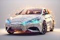 front view exquisite neuro polygonal abstract white car. ai generative